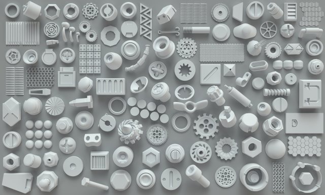 Bolts and gears-part-1 119 pieces 3D Model