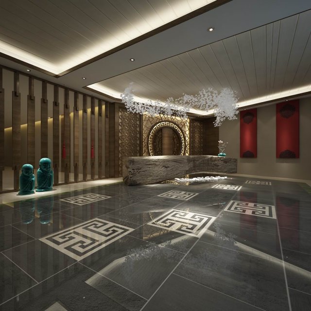 Hotel reception hall design complete 04 3D Model
