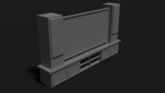 LCD TV stand and stereo speakers Free 3D Model