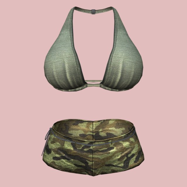 Sexy Green Army Bikini 3D Model