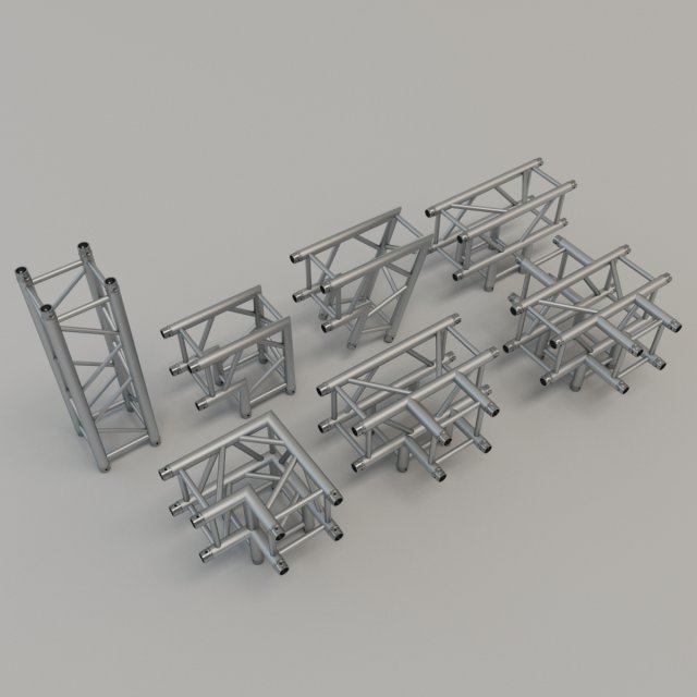 Square Truss Straight 30cmcorner set 3D Model