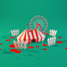 Circus and ferris wheel 3D Model