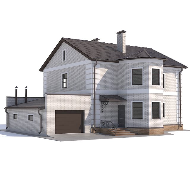 Two-storey rustic cottage with garage 3D Model