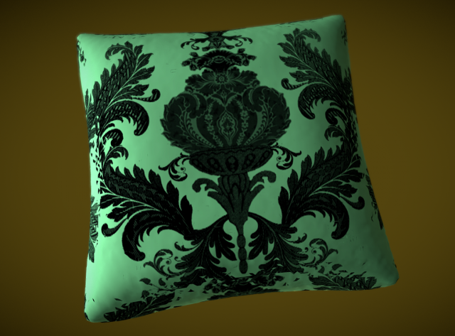 Silk pillow for a bed or a sofa – Baroque stile Free 3D Model