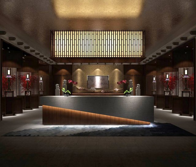Hotel reception hall design complete 07 3D Model