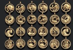Jewellery horoscope signes pack 3D Model