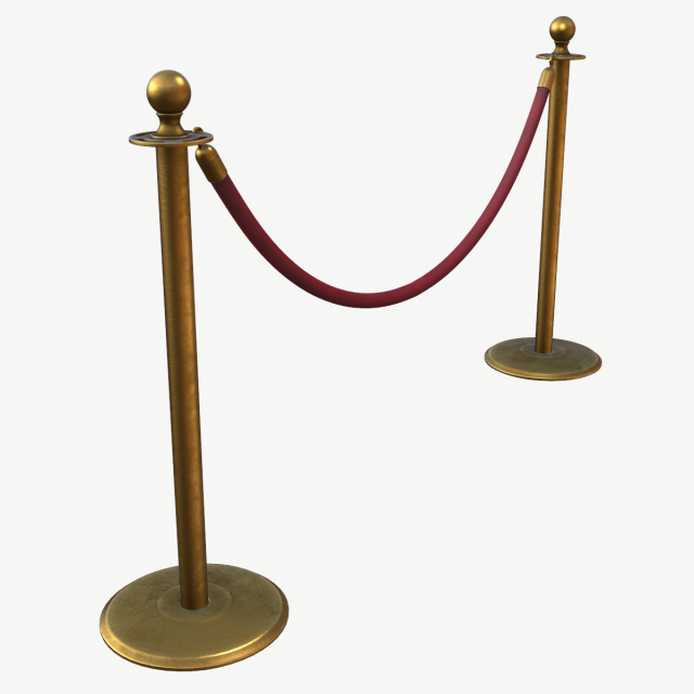 Stanchion and Velvet Rope 3D Model