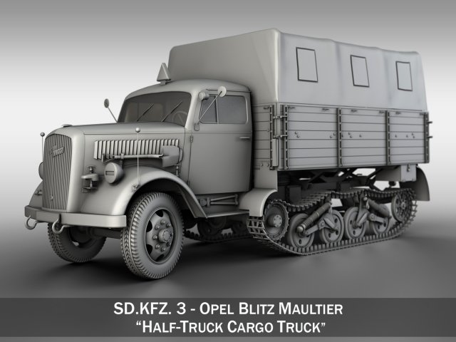 Opel Blitz Maultier – Half-Truck Cargo truck 3D Model