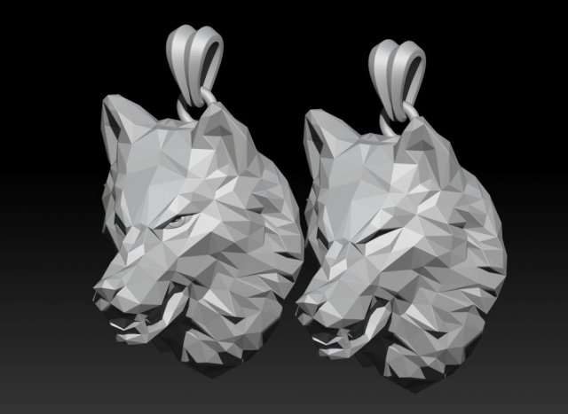 Angry wolf low poly pendant 3D Model