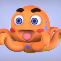 Octopus Cartoon 3D Print Model