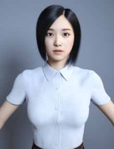 Asian Office Lady 3D Model