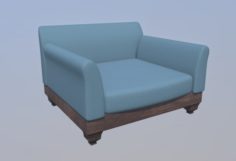 Blue Single Couch 3D Model