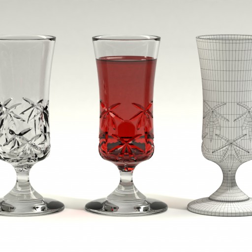 Cut Glass Sherrt Scooner						 Free 3D Model