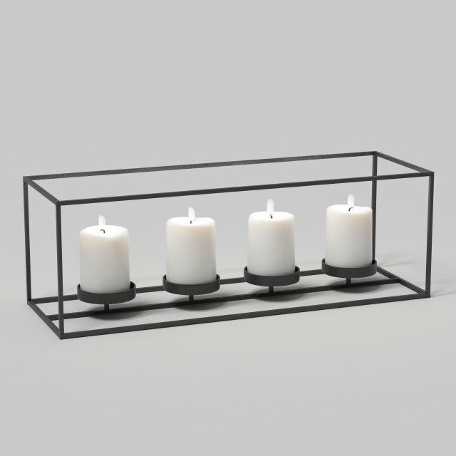 Candlestick with candles 02 3D Model