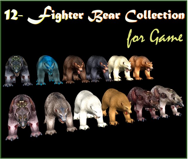 12- Fighter Bear Collection for Game 3D Model
