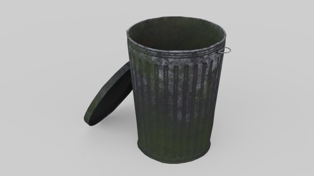 Dustbin 3 Lowpoly Old 3D Model