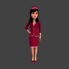 Cartoon Air Hostess 3D Model