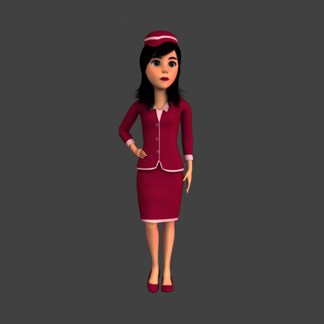 Cartoon Air Hostess 3D Model