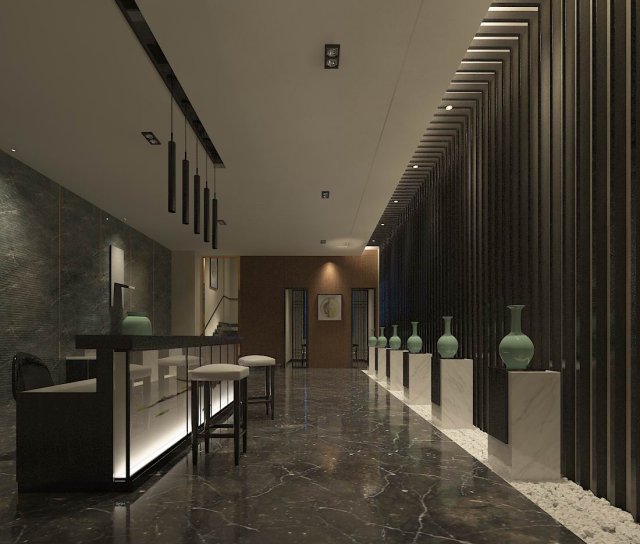 Hotel reception hall design complete 03 3D Model