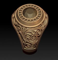 Man signet ring with ornaments 3D Model