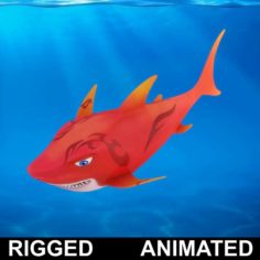 Cartoon Shark Rigged Animated 3D Model