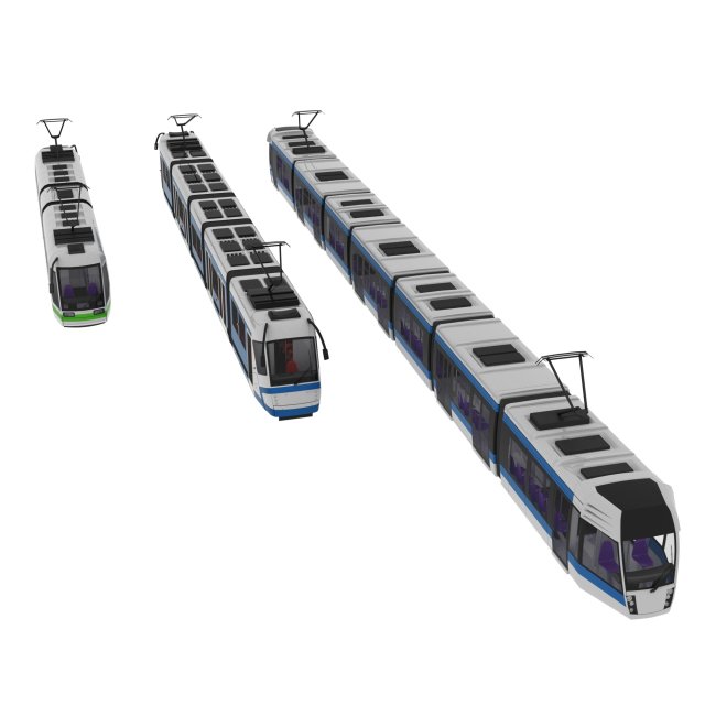 3 trains model 3D Model