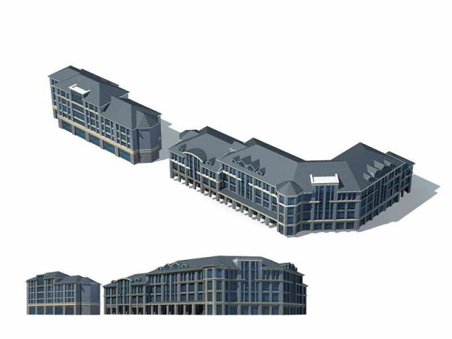 Large City Commercial Street office building design – 96 3D Model