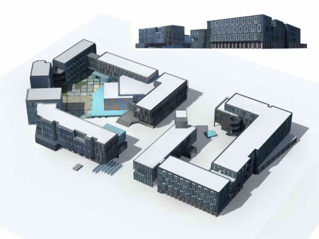 Large City Commercial Street office building design – 11 3D Model