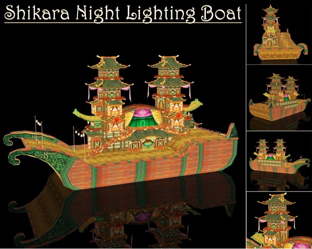 Shikara Night Lighting Boat 3D Model