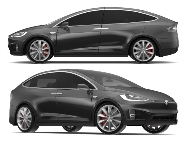 2017 Tesla Model X Solid Black – Obsidian Black Metallic 3D Model