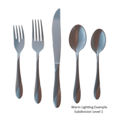 Cutlery 5 Set with Swirl Accent 3D Model