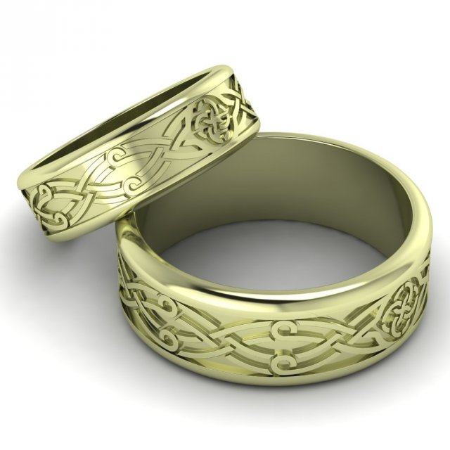 Wedding rings with a tracery 3D Model