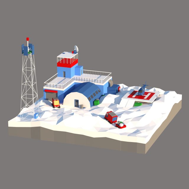 Antarctic scene low poly 3D Model