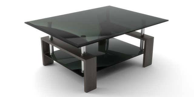 Glass table with shelf 3D Model