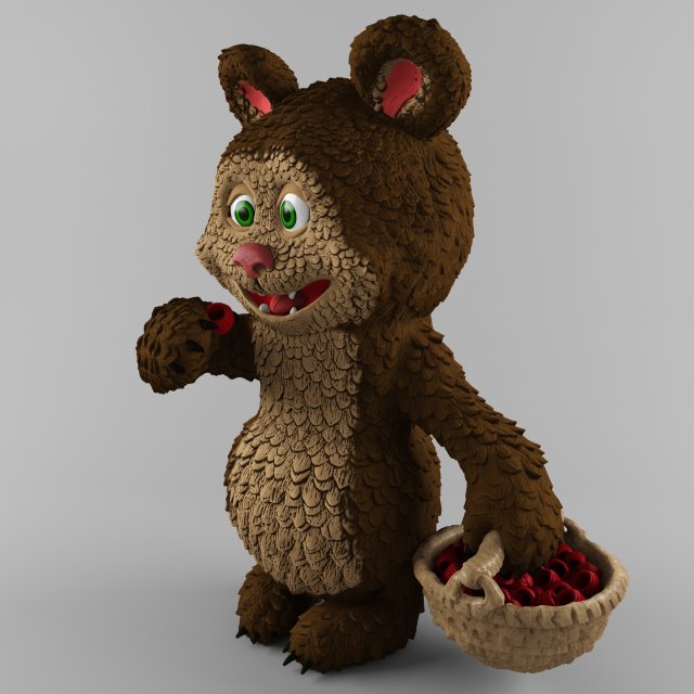 Bear and raspberries 3D Model