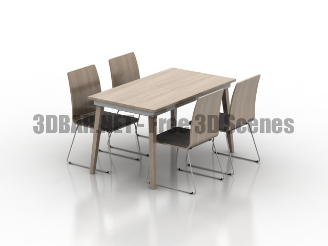 Woods Table and Labeo Chairs 3D Collection