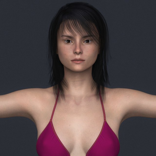 Realistic Young Bikini Girl 3D Model