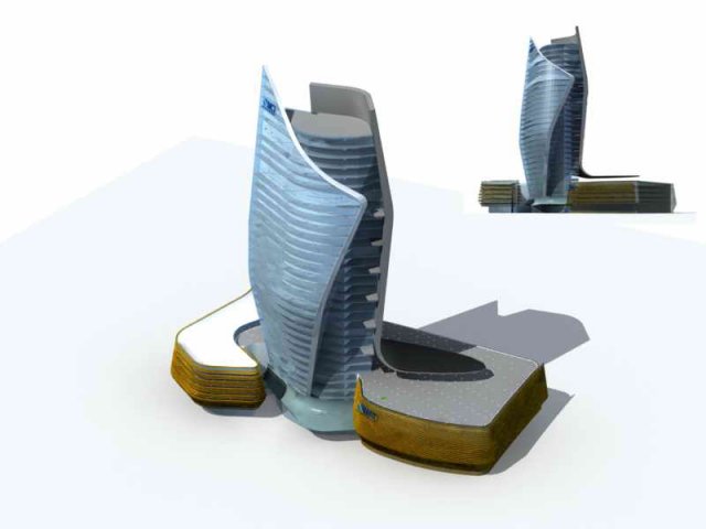 Large City Commercial Street office building design – 205 3D Model