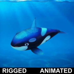 Cartoon Whale Rigged Animated 3D Model
