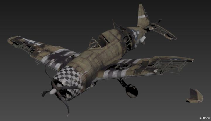 Republic P-47 Thunderbolt(destroyed) 3D Model