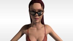 Beautiful Woman Textured Mesh w-bangle and glasses 3D Model