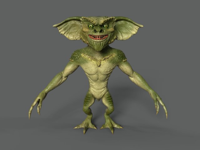 Animated Amphibian Gremlin for games low poly 3D Model