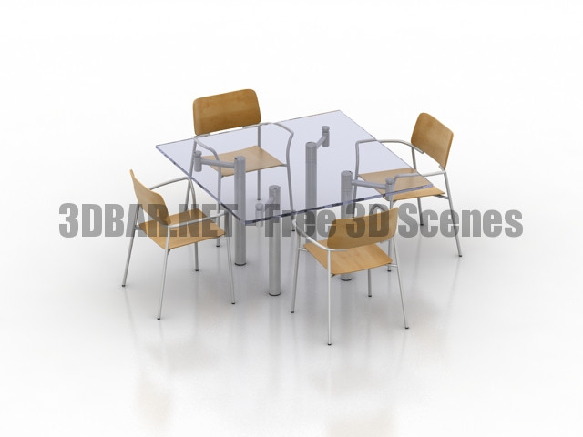 Hi Tech Table and Chairs Set 3D Collection