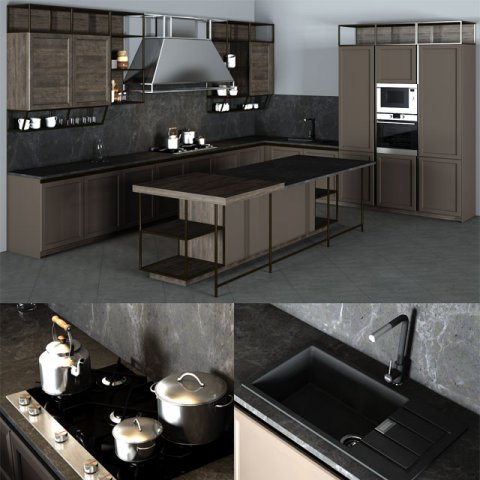 Frame Snaidero Kitchen Furniture 3D Model