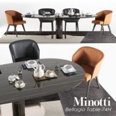 Minotti Dining Bellagio set 2 Type 74H 3D Model