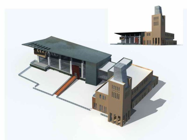 Large City Commercial Street office building design – 31 3D Model