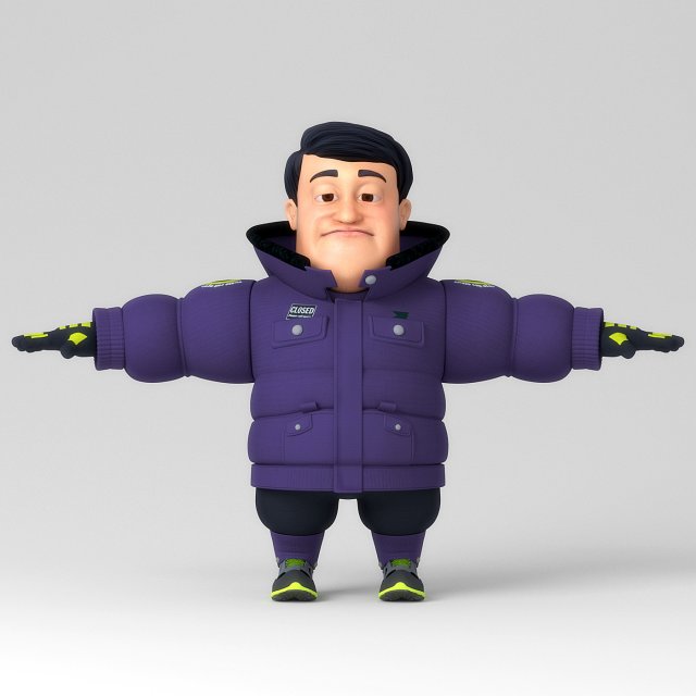 Catoon middle-aged person 3D Model