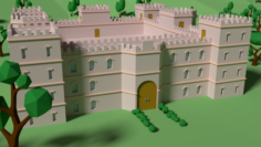Low Poly Castle in the forest 3D Model