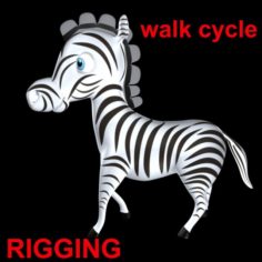 Zebra walk cycle 3D Model