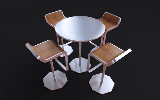 Low Poly Stools and Table Free 3D Model